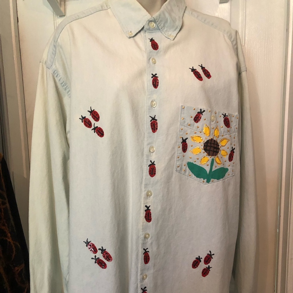 Maryk & Co Vintage Handpainted Denim Shirt. Size Large